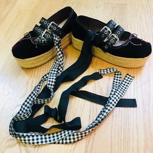 Miu Miu ballet espadrille with ties (Burgundy)